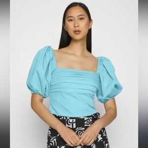 Abercrombie & Fitch Teal Puff Sleeve Crop Top L NWOT